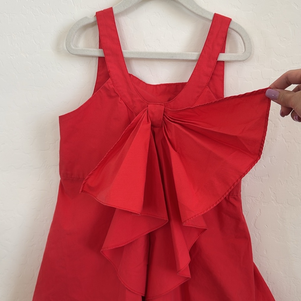Red Ruffle Bow Detail Toddler Dress 5T - Picture 4 of 9